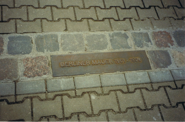 Plaque showing where the Berlin Wall once stood.